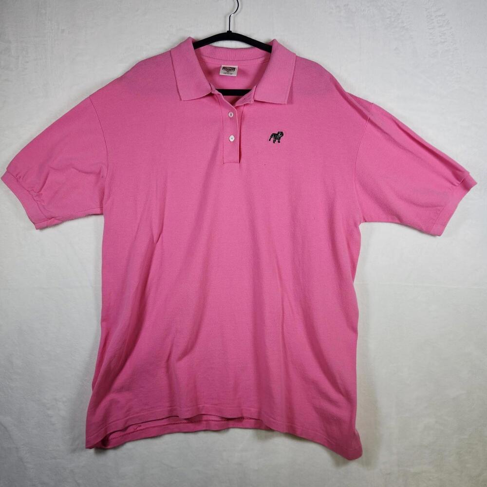 Vintage Womens Pink Polo Shirt Mack‎ Bulldog Embroidered Size XL